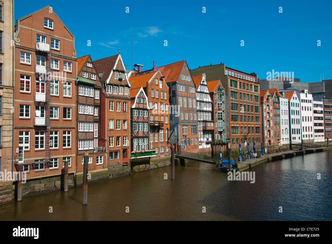 Houses by Nikolaifleet canal central Hamburg Germany Europe Stock Photo