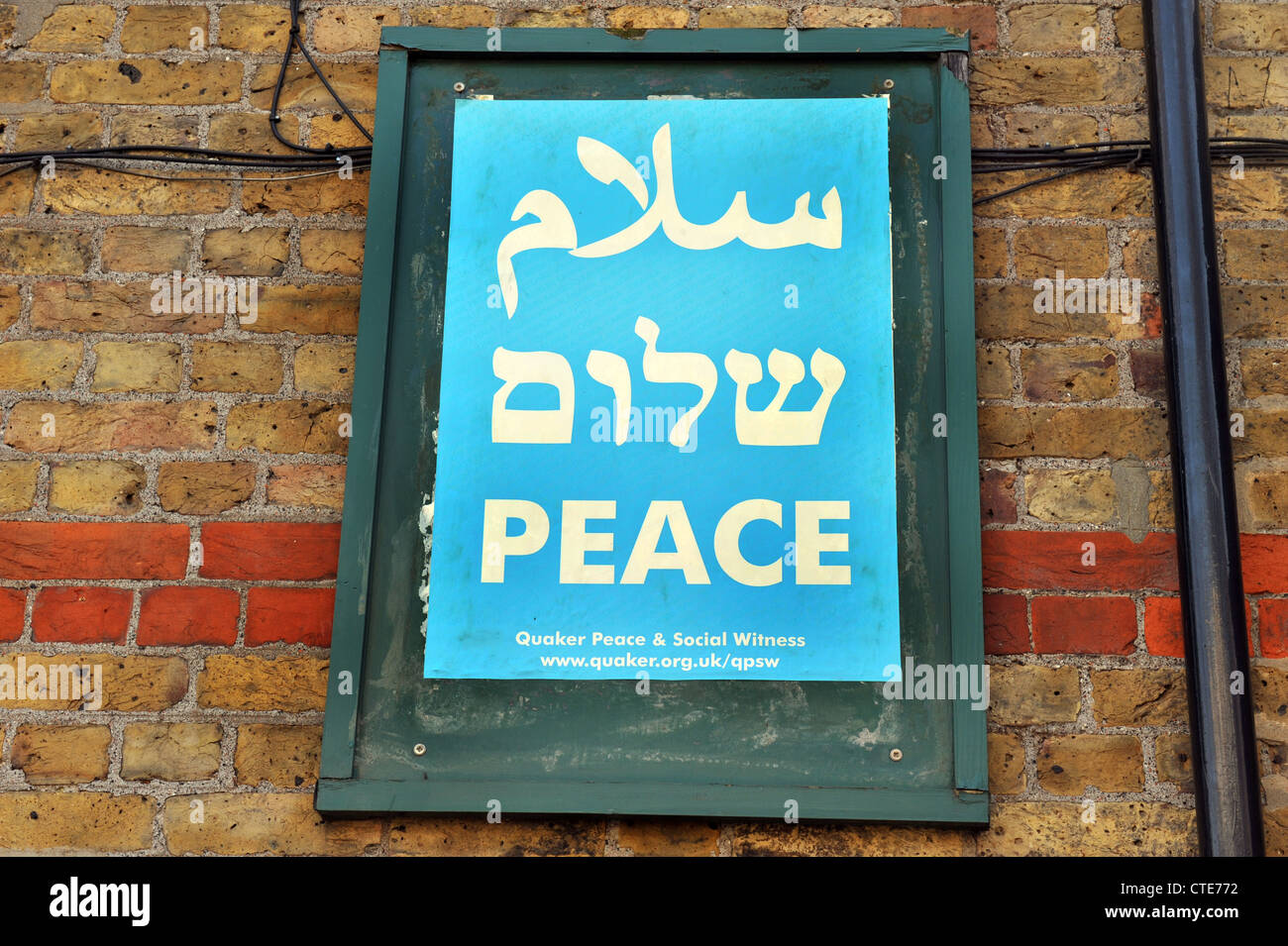 Peace sign, Quaker Meeting House, Bunhill Fields, London. Stock Photo