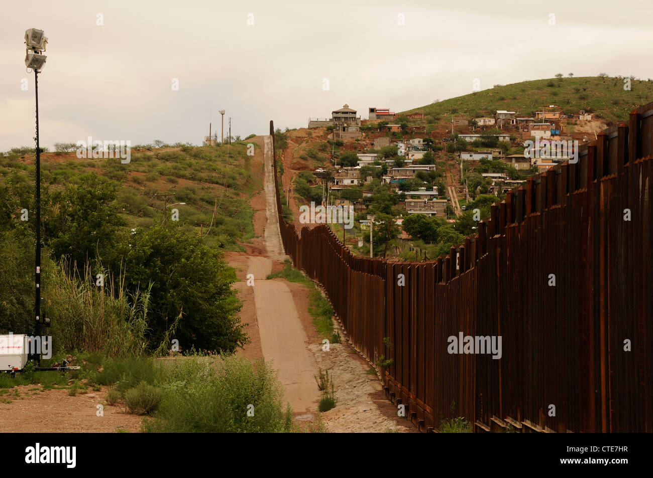 The border wall divides Nogales, Arizona, USA, (left), and Nogales