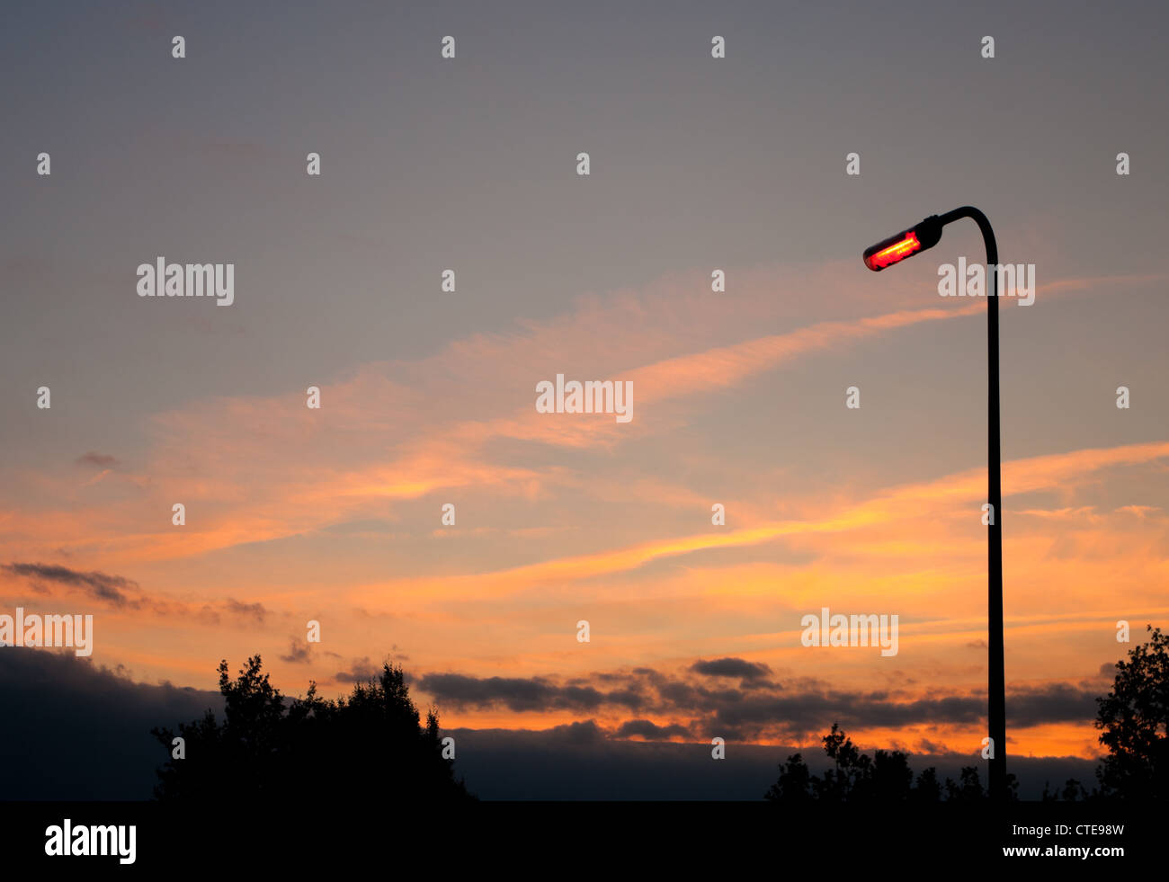 streetlight at sunset Stock Photo