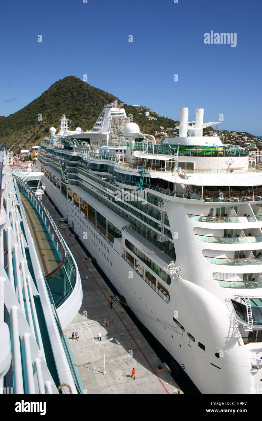 Cruise Ships docked in Port Stock Photo