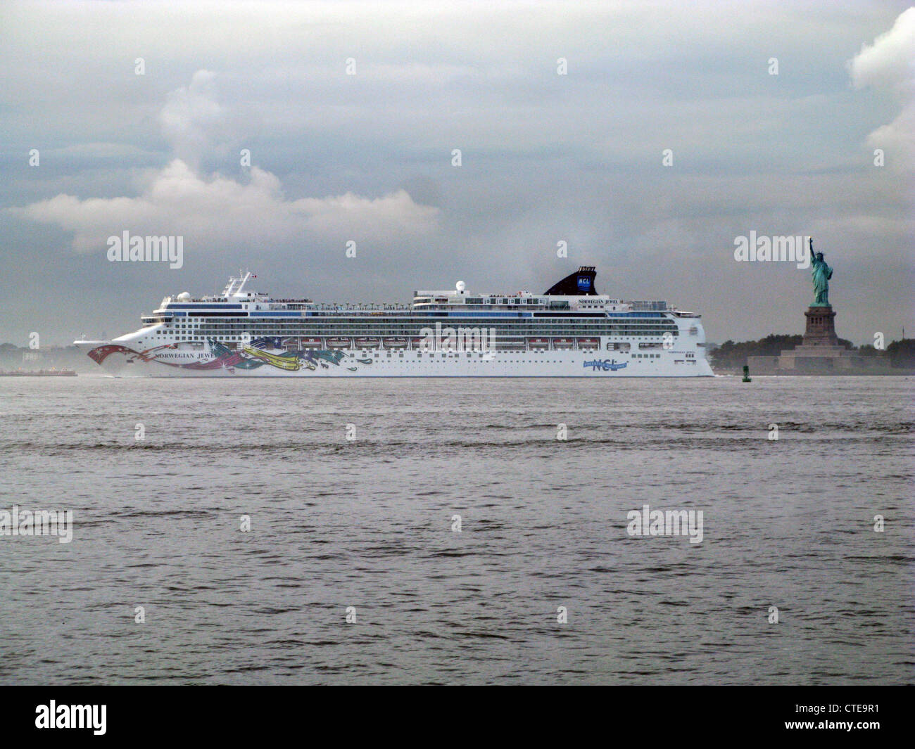 Cruise ship New York City harbor statue of liberty Stock Photo Alamy