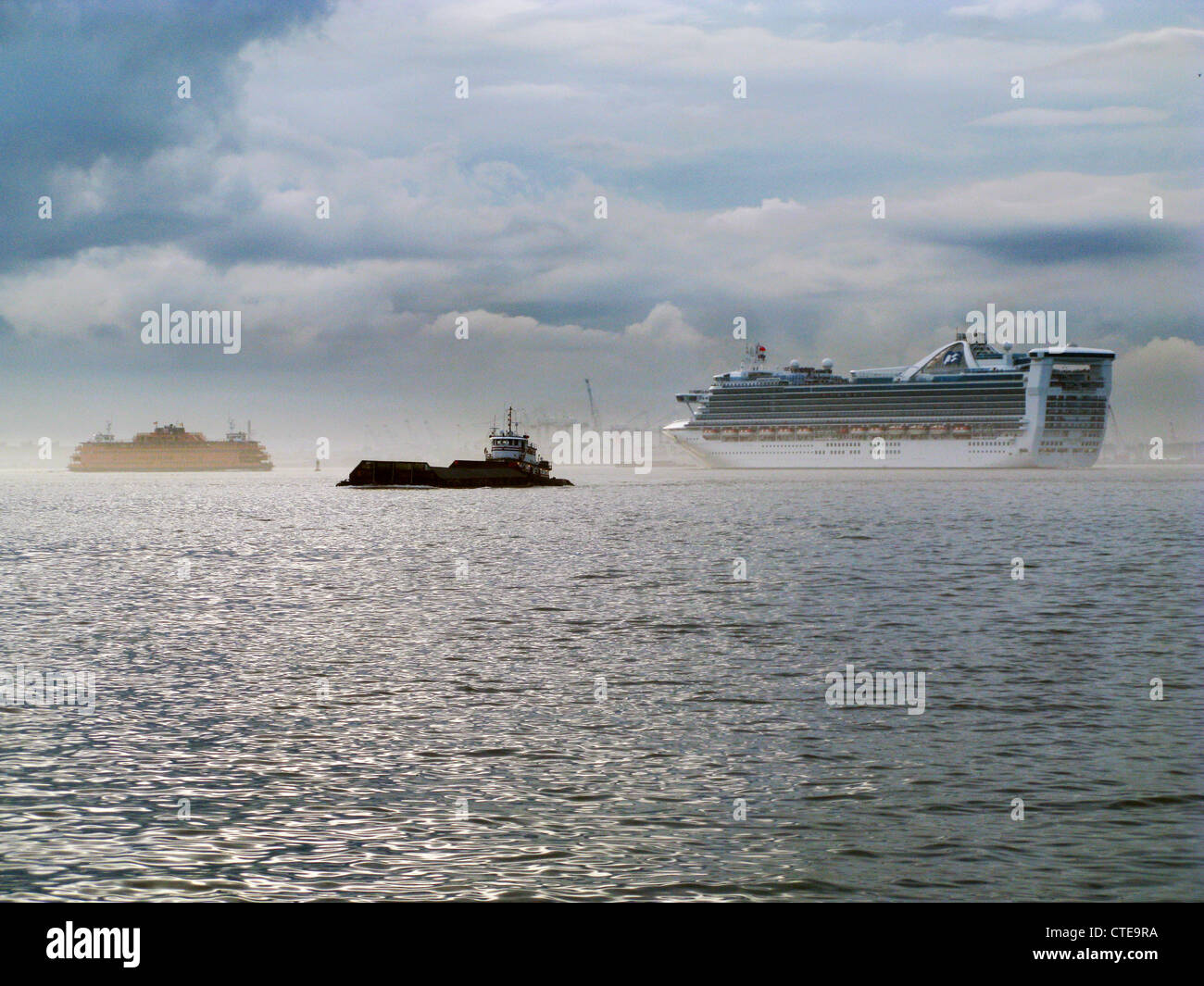 Cruise ship New York City harbor statue of liberty Stock Photo Alamy