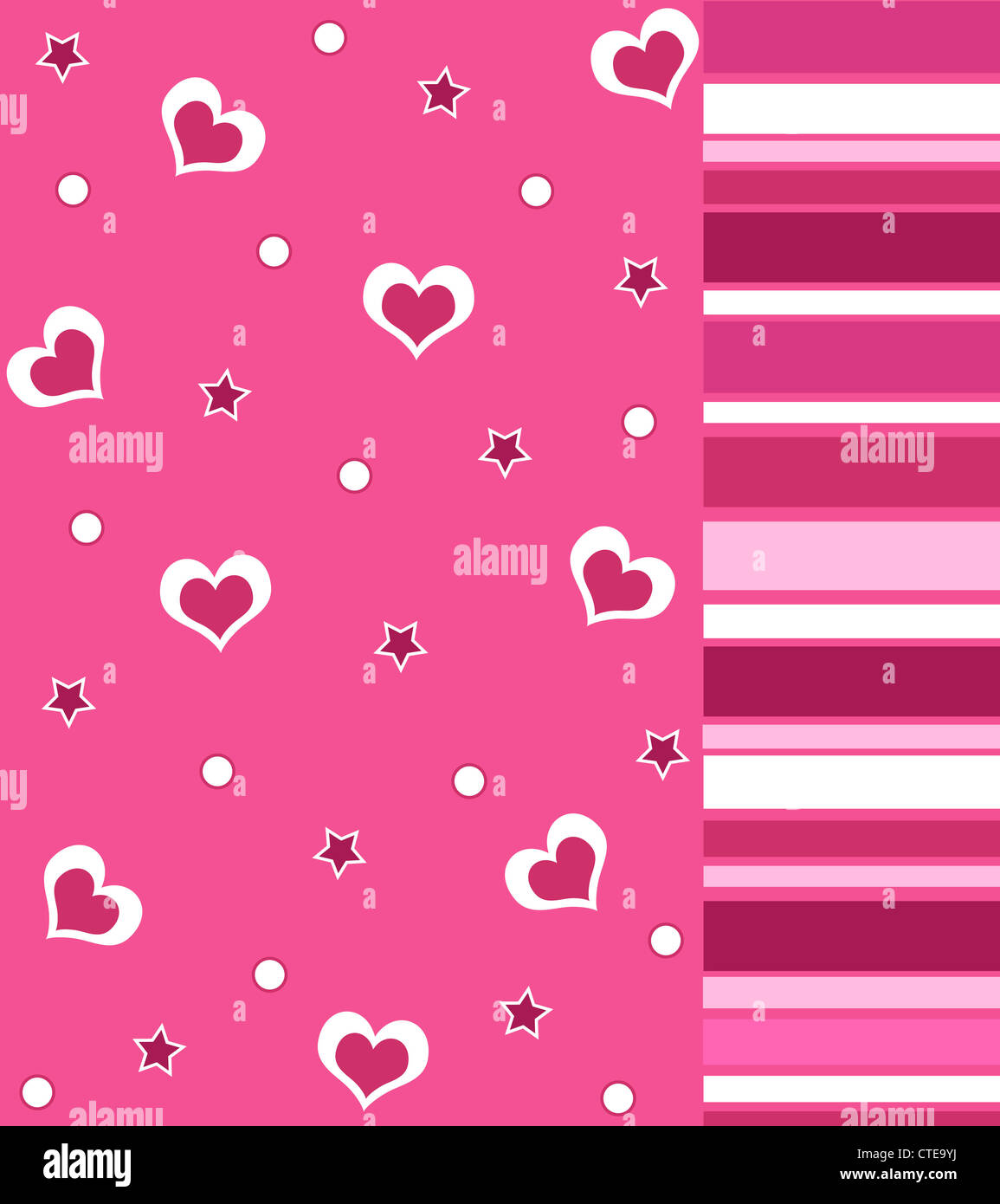 Hearts, stars and stripes in pink and white colors Stock Photo