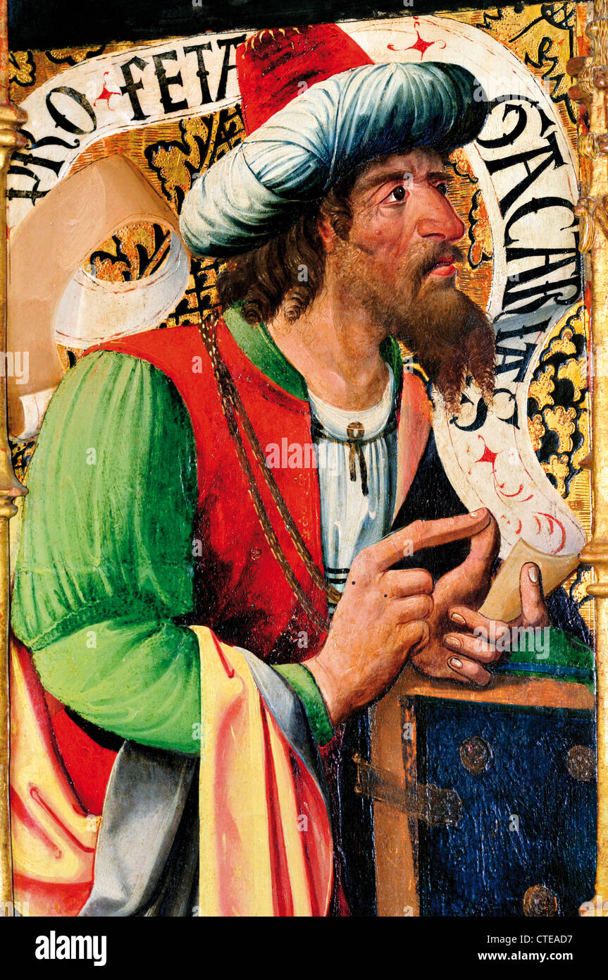 Spain, St. James Way: Detail of an hispano-flemish Altar draw "Visitation of Mary"  in the church Santa Maria de los Arcos Stock Photo
