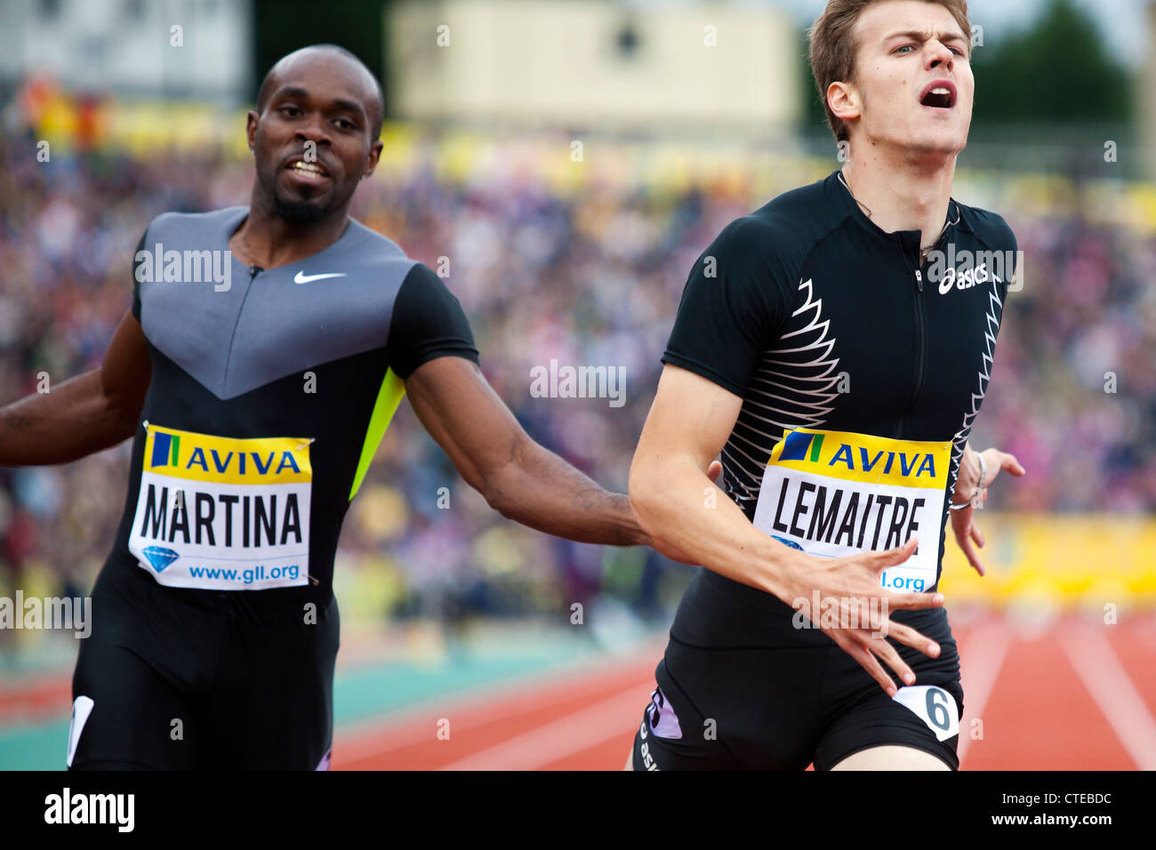 Christophe LEMAITRE, Churandy MARTINA, Mens 200m, Aviva London Grand Prix, Crystal Palace, London 2012 Stock Photo