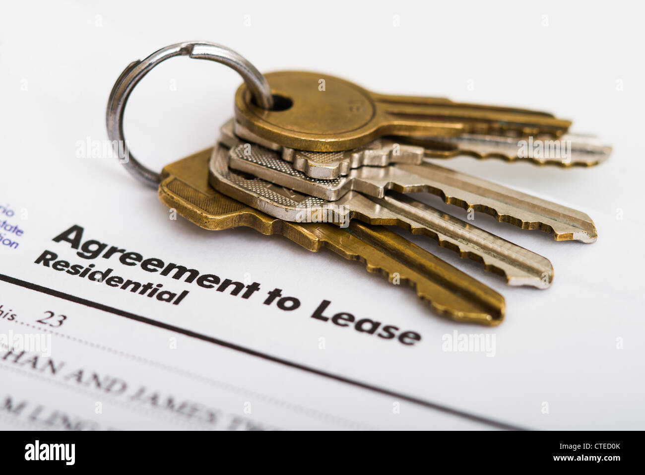 Keys and a lease agreement Stock Photo
