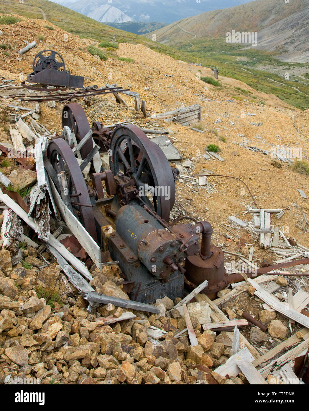 The remains of old mining machinery near Whitehorse, Yukon Stock Photo