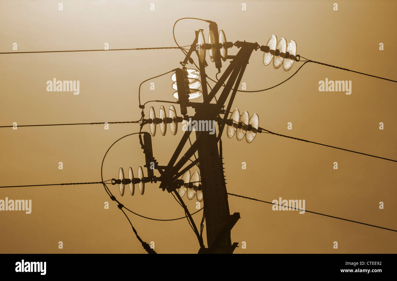 Electricity pole in Spanish countryside Stock Photo Alamy