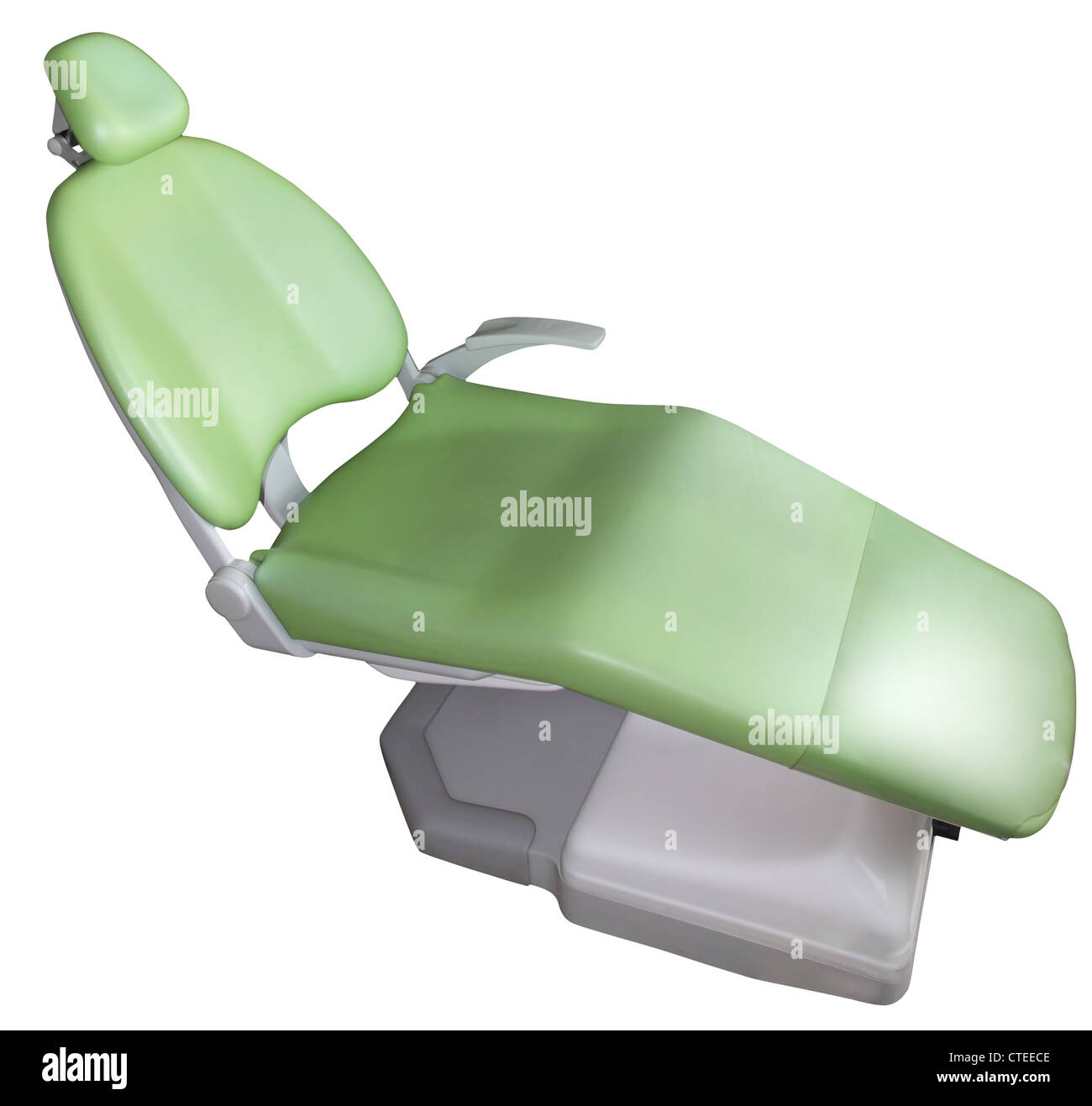 Green dentist chair on white background Stock Photo Alamy