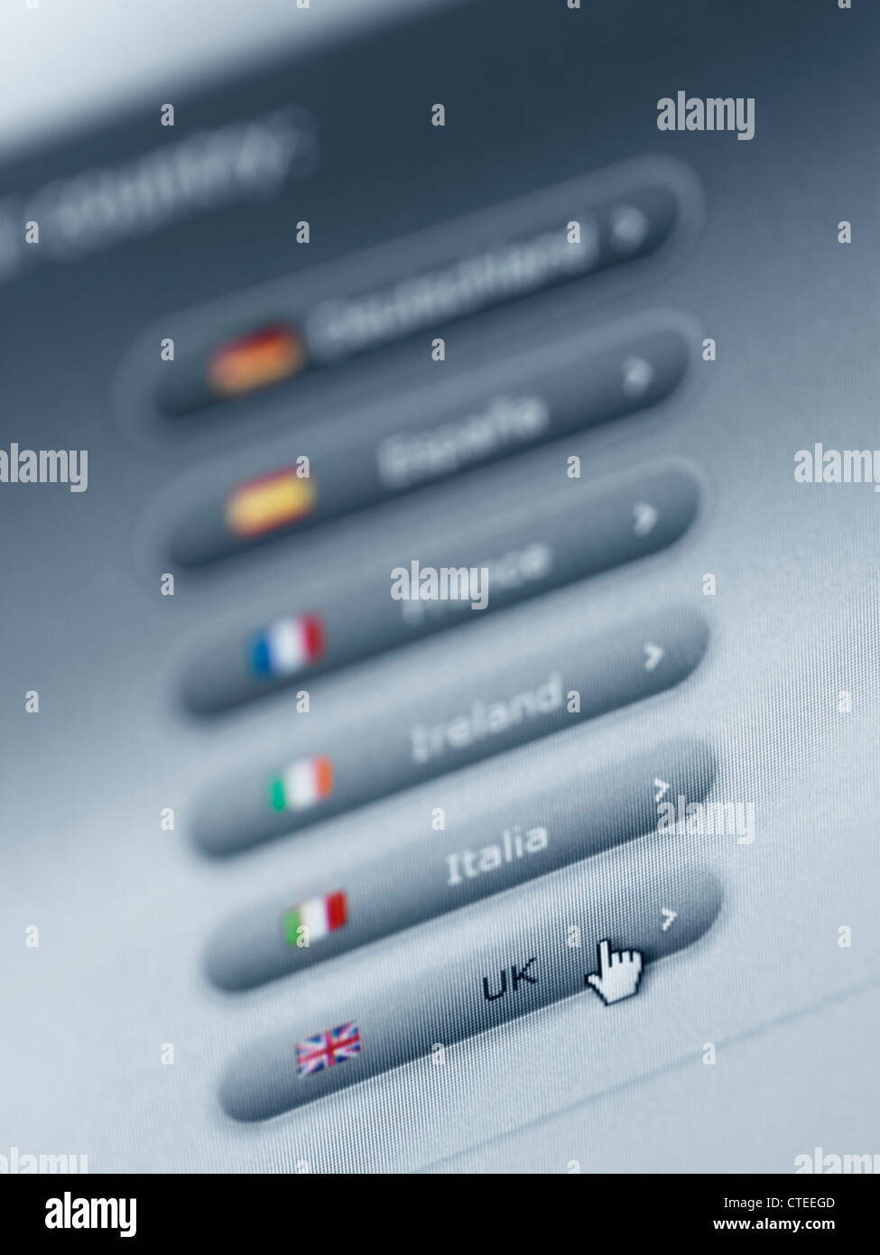 European web site localization menu Stock Photo