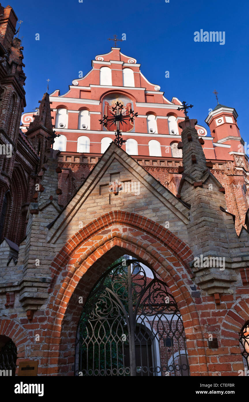 Bernardine Church and St Anne's Church archway Vilnius Lithuania Stock Photo