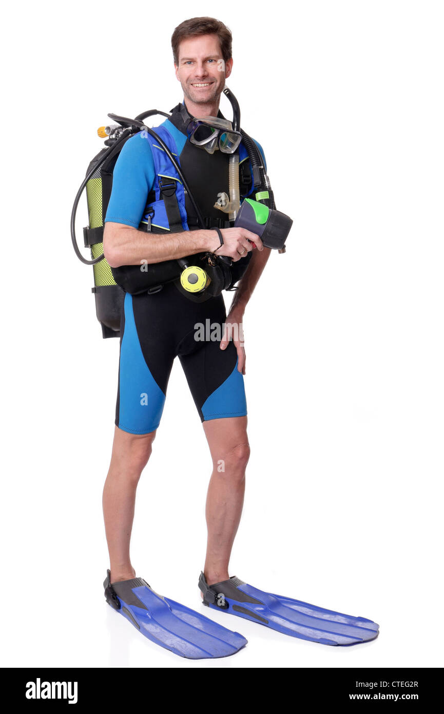 Full isolated studio picture from a diver Stock Photo