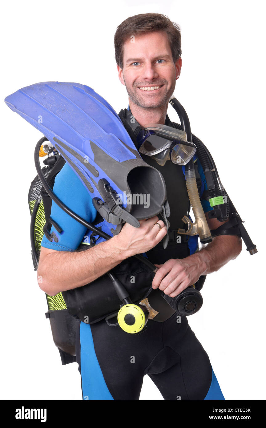 Full isolated studio picture from a diver Stock Photo