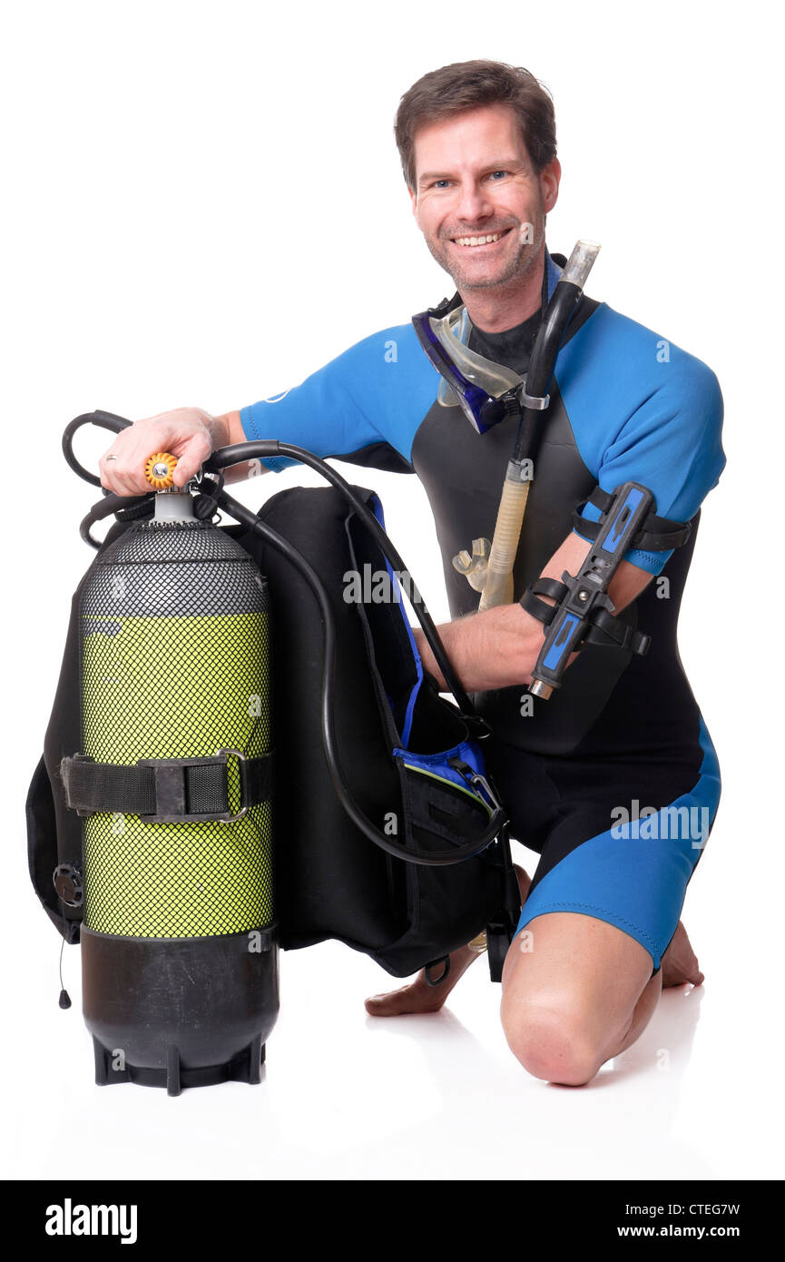 Full isolated studio picture from a diver Stock Photo