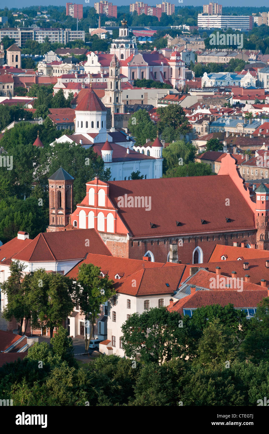 City view to Bernardine Church and Holy Mother of God Church Vilnius Lithuania Stock Photo