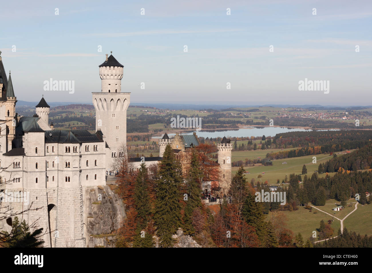 Neuschwanstein castle near Hohenschwangau in autumn Schloss Neuschwanstein in herbstlicher Landschaft Stock Photo