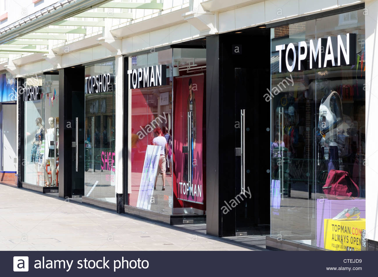 Topman shop front, Old Mall, Salisbury, Wiltshire England Stock