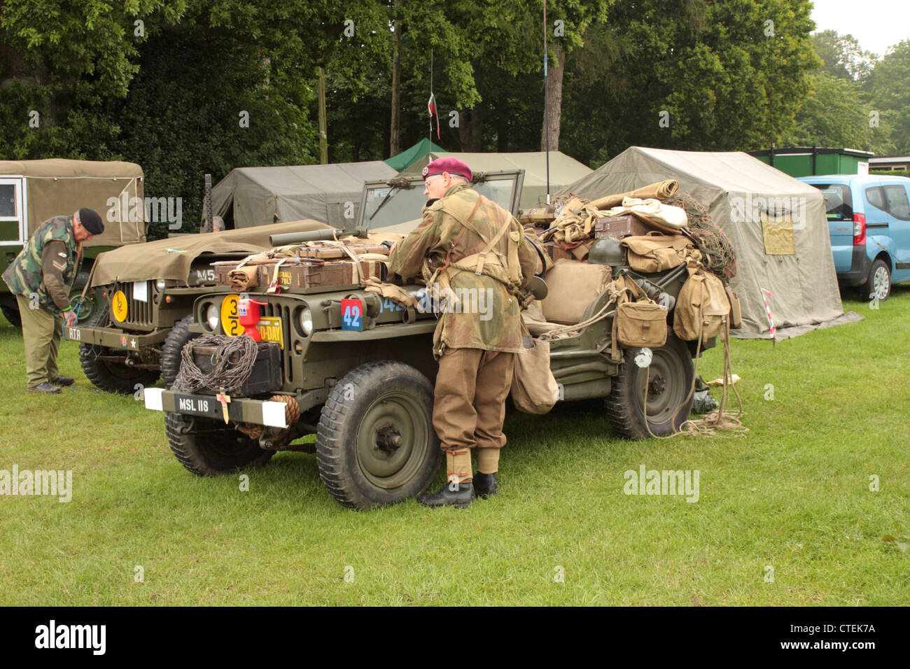A Willys Jeep loaded up as they were on D Day Stock Photo