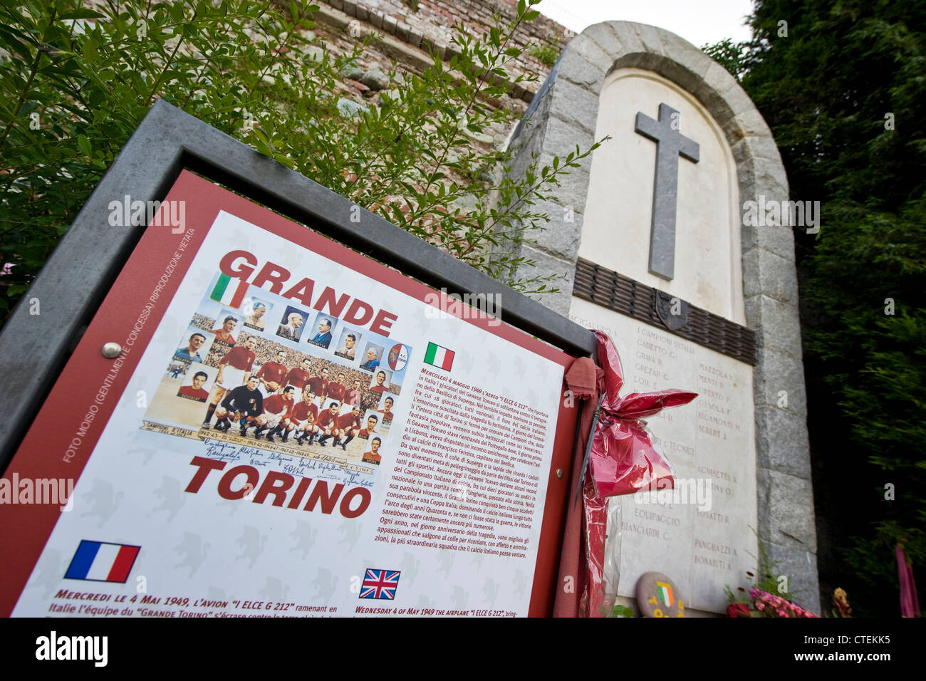 Italy, Piedmont, Superga basilica, 'Grande Torino' football memorial Stock Photo