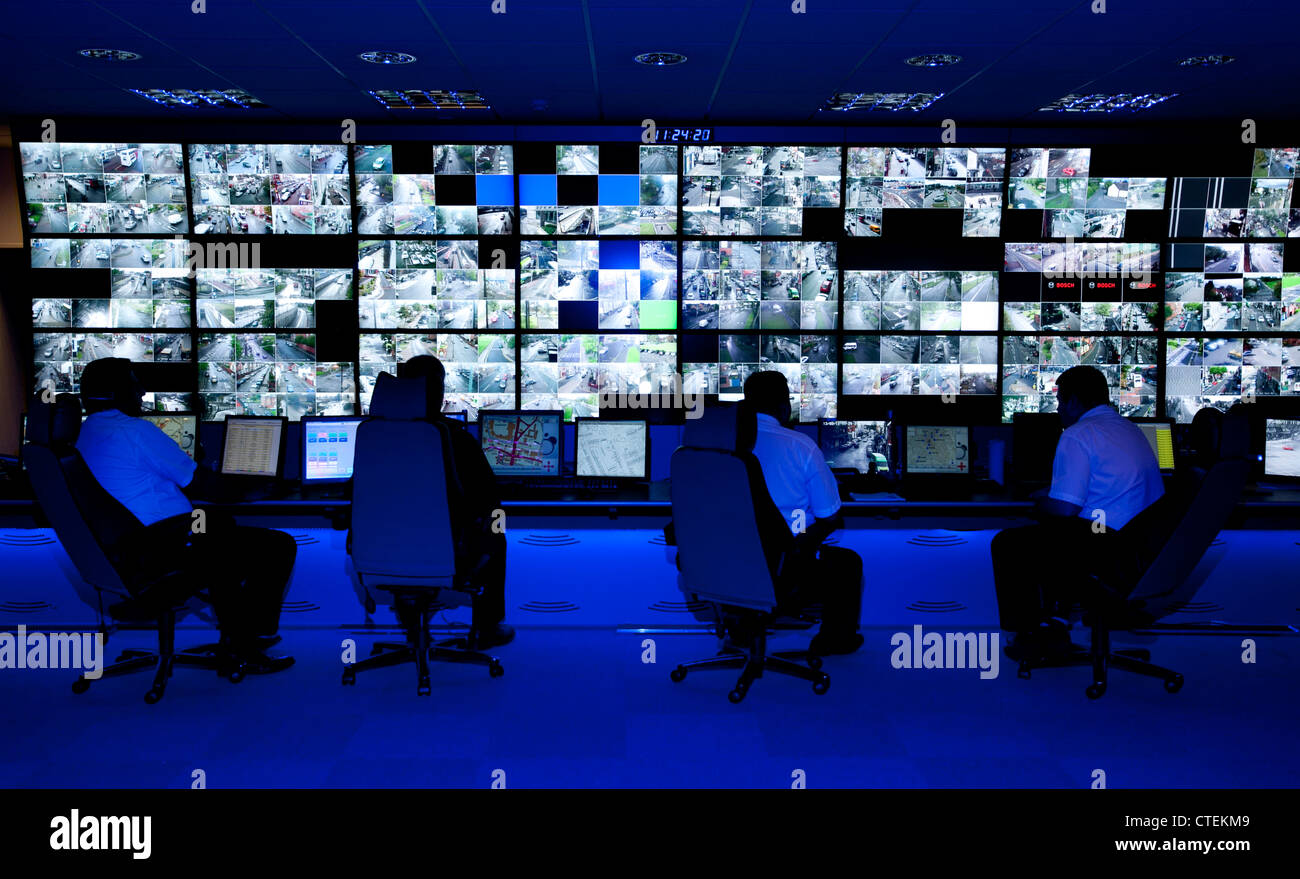 CCTV control room for Birmingham City Centre. Stock Photo
