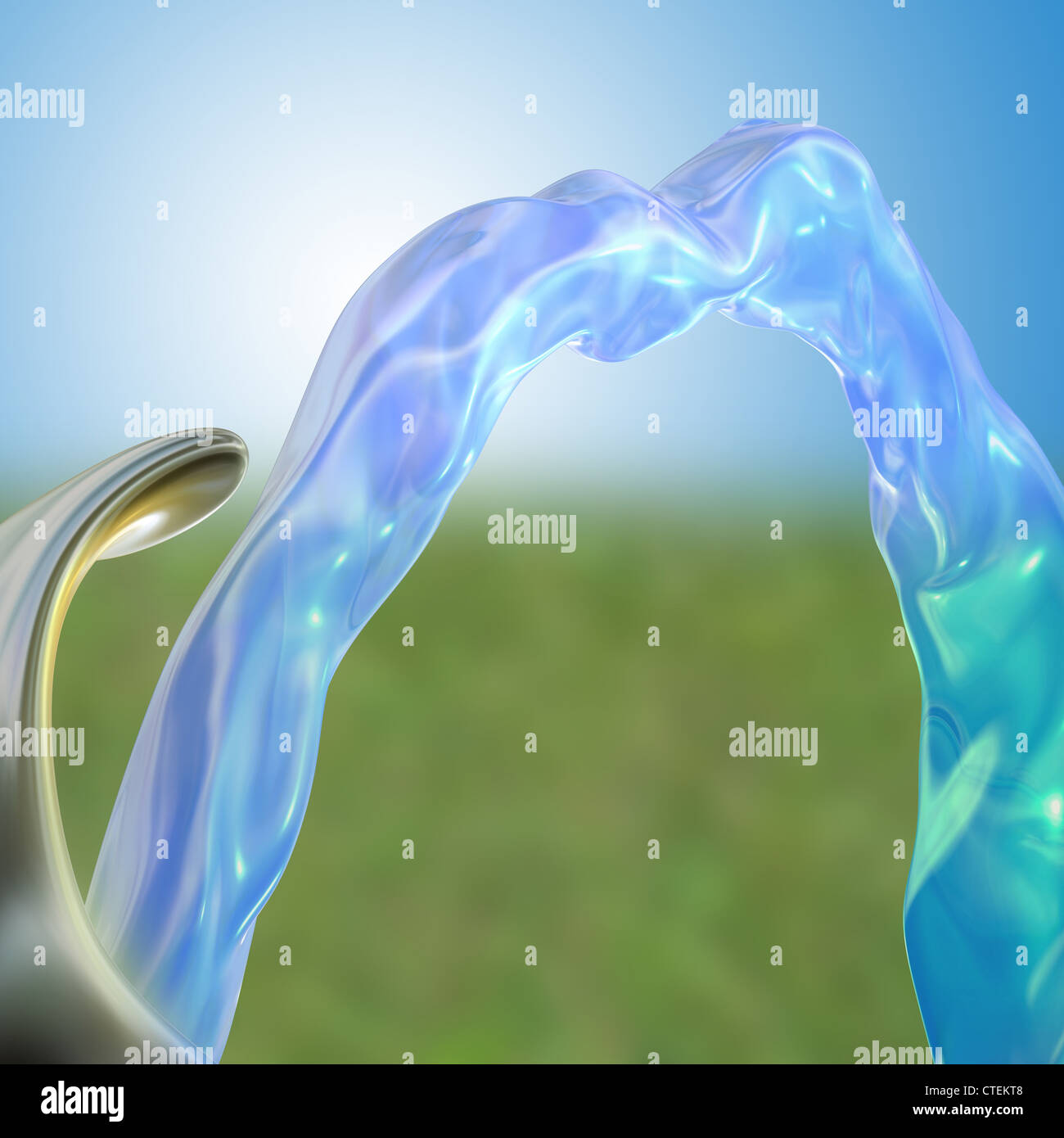 Illustration of a drinking water fountain on a sunny day Stock Photo
