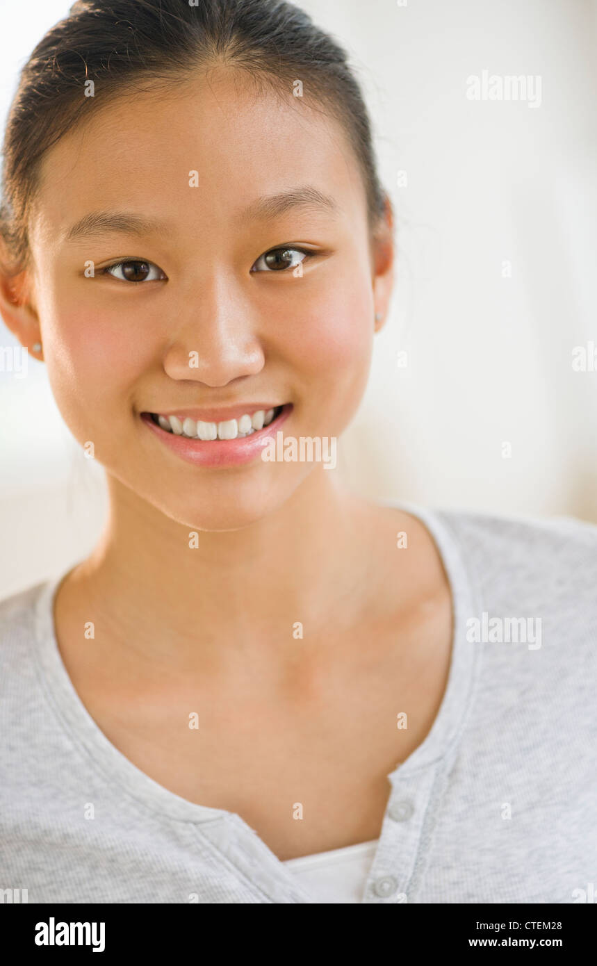 Portrait of girl (14-15) smiling Stock Photo