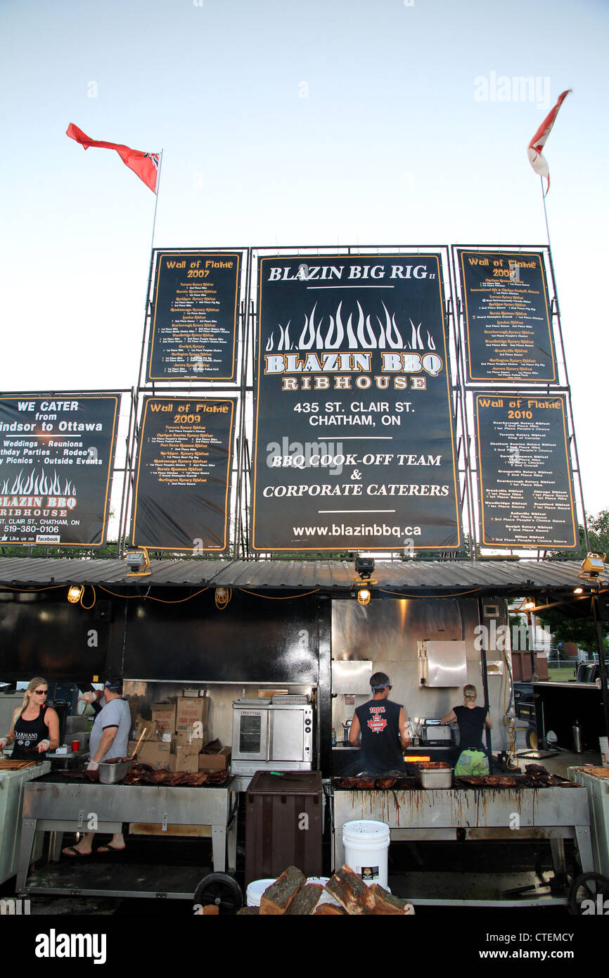 A barbecue stand at a ribfest on Canada Stock Photo Alamy