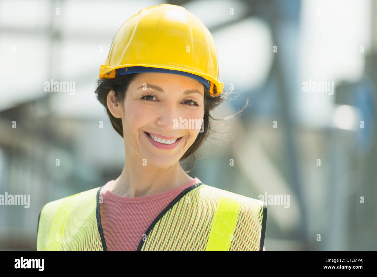 USA, New Jersey, Jersey City, Portrait of female construction worker
