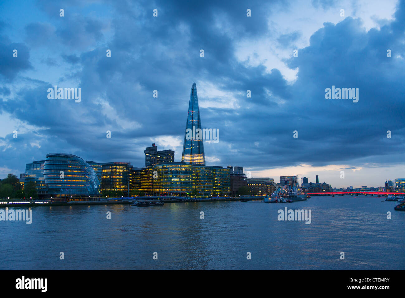 UK, England, London, Waterfront at dusk Stock Photo - Alamy