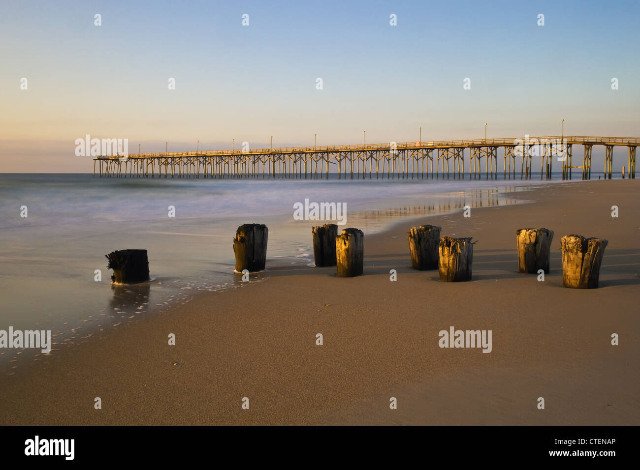 View of the pier at Carolina Beach in North Carolina Stock Photo