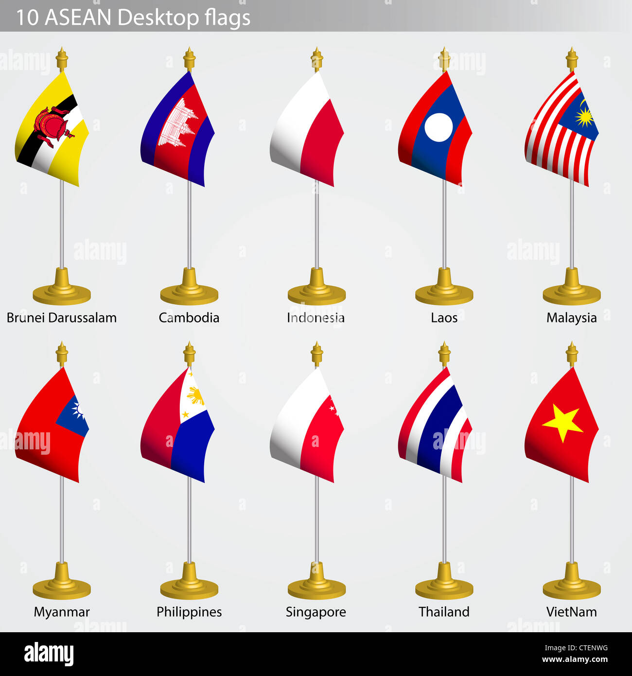 ASEAN Table flags, flags of ASEAN collection set Stock Photo Alamy