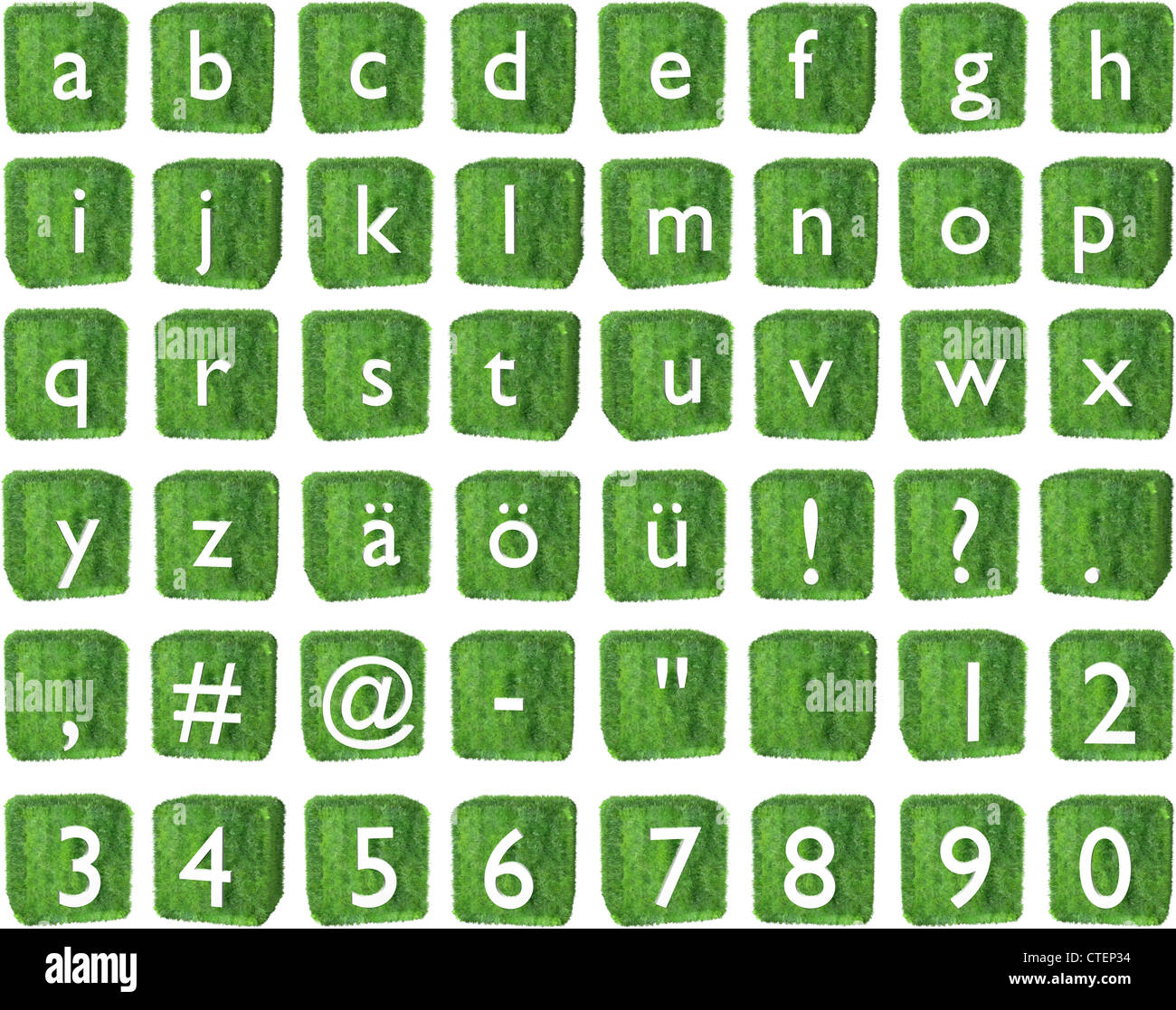 3d render of small letters on grass boxes stock photo alamy