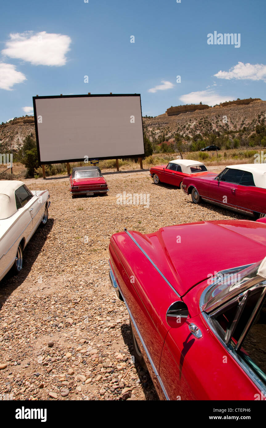 USA Utah Escalante, drivein movie with historic convertibles at the nostalgic Shooting Star