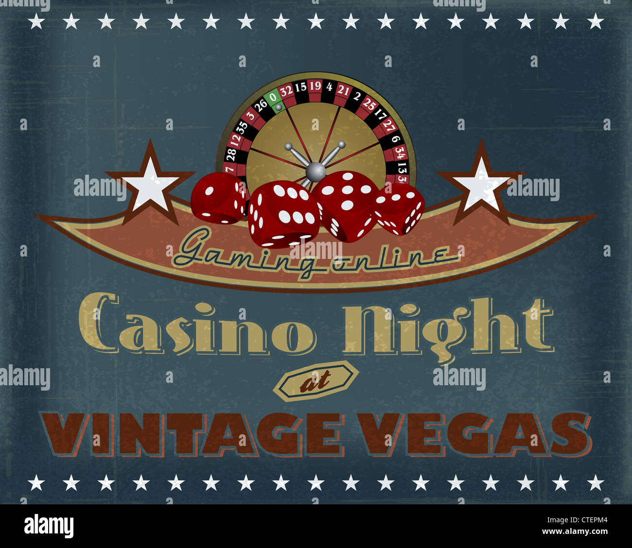 casino night vintage vegas gaming online poster Stock Photo