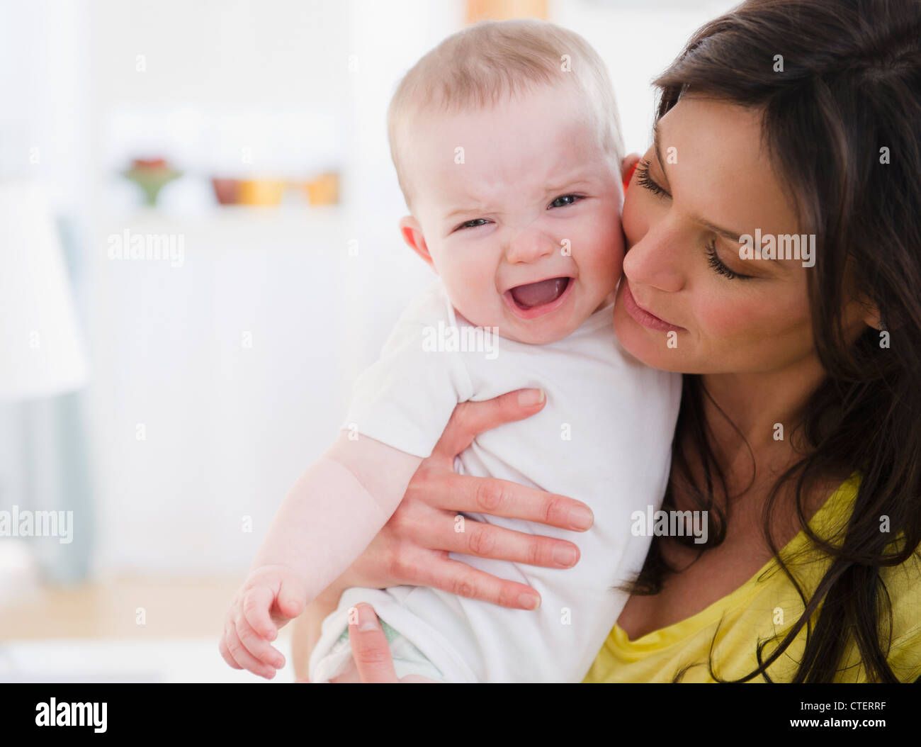 Usa New Jersey Jersey City Mother Consoling Baby Daughter 6 11