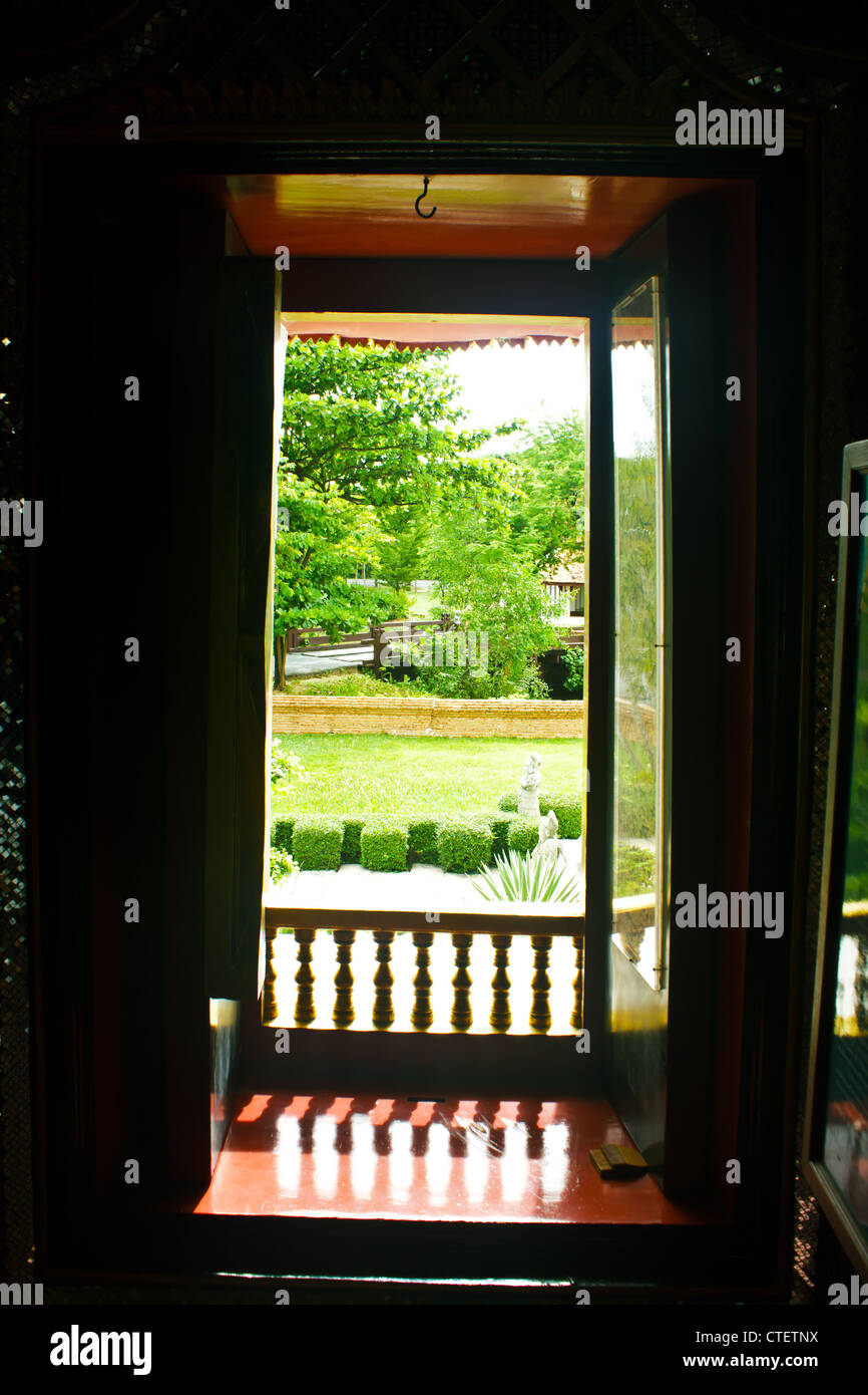 Stock Photo - this picture is take from a window of wat in samudprakan Stock Photo