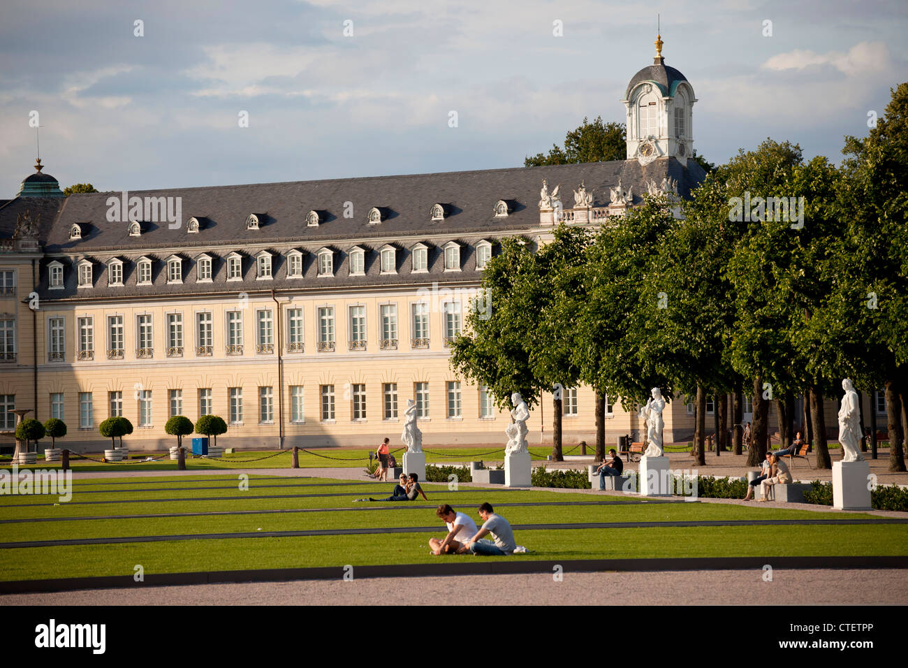 Karlsruhe Palace and gardens in Karlsruhe, Baden-Württemberg, Germany Stock Photo