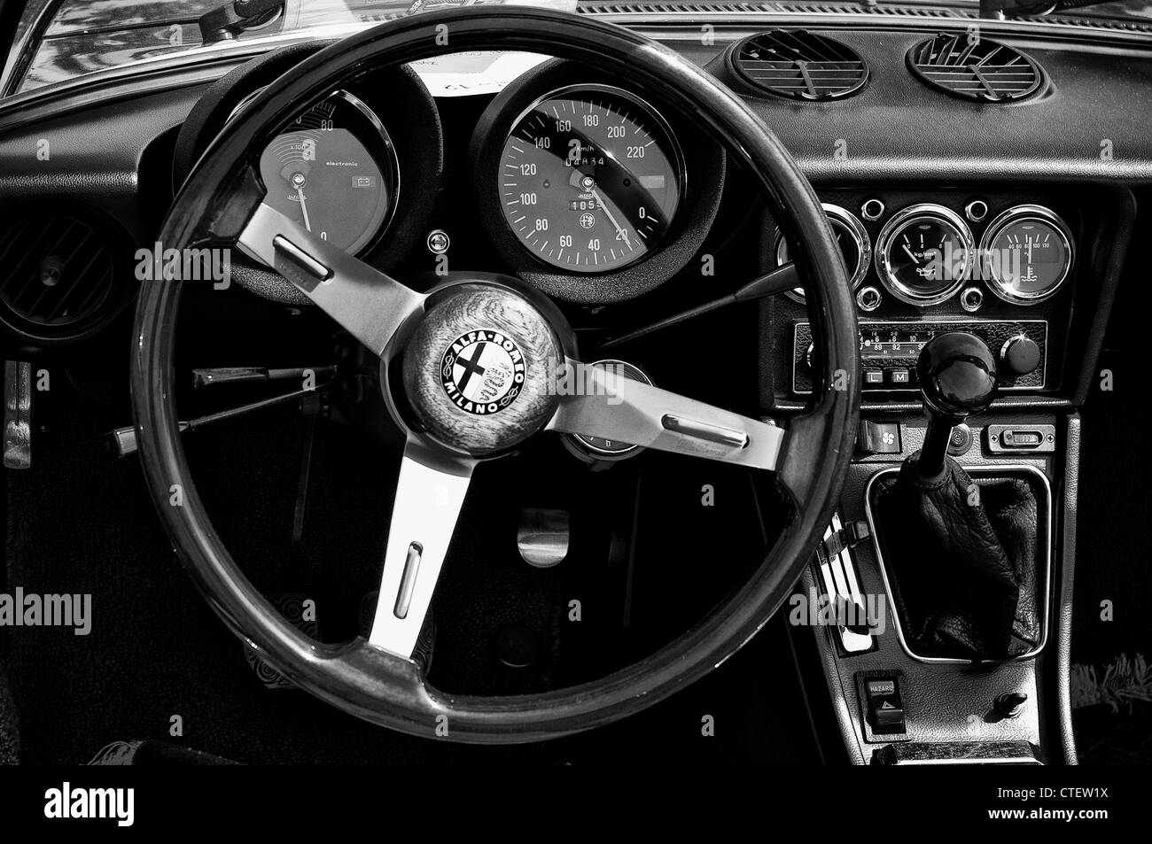 Cab Alfa Romeo (Black and White) Stock Photo