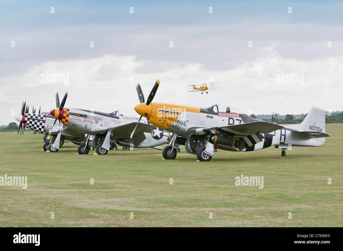P-51 Mustangs at the Flying Legends Airshow 2011, Imperial War Museum, Duxford Stock Photo