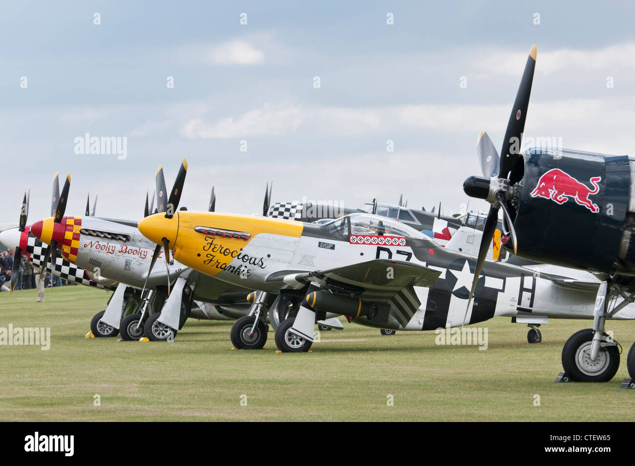 P-51 Mustangs at the Flying Legends Airshow 2011, Imperial War Museum, Duxford Stock Photo