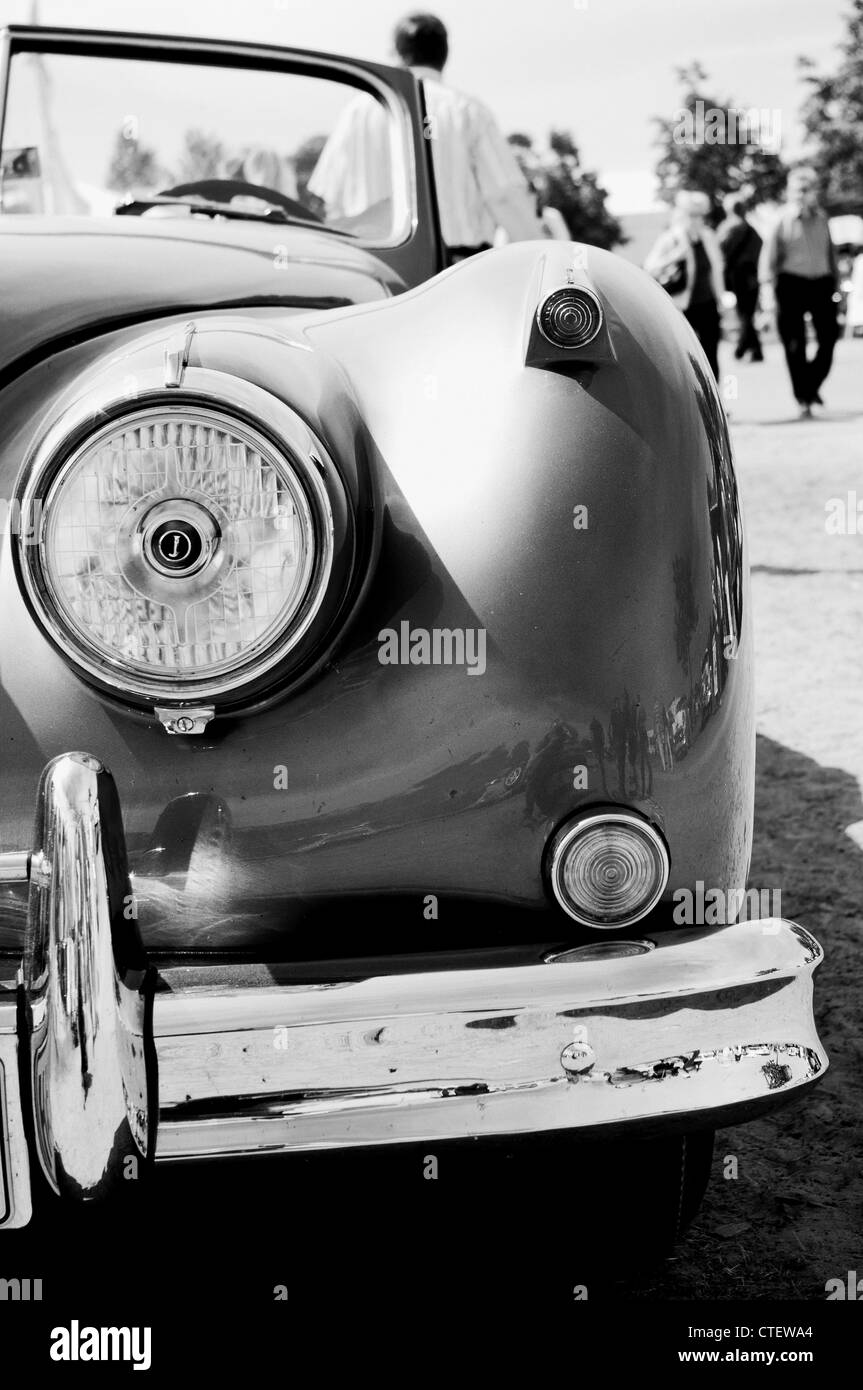 Detail of car Jaguar Mark 2 (Black and White) Stock Photo