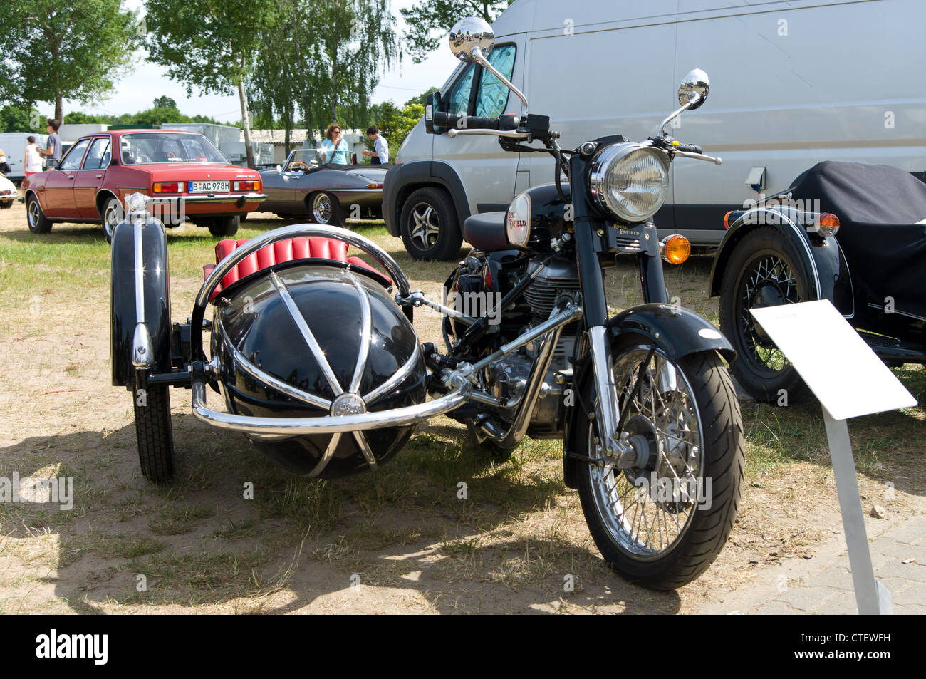 The motorcycle with sidecar Royal Enfield Bullet 500 Stock Photo