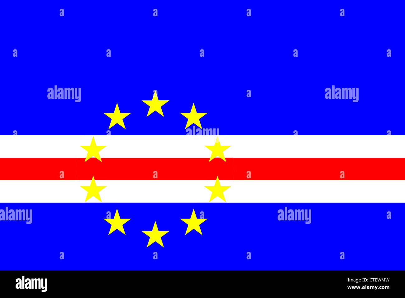 The national flag of Cape Verde an archipelago and island country in the central Atlantic Ocean Stock Photo