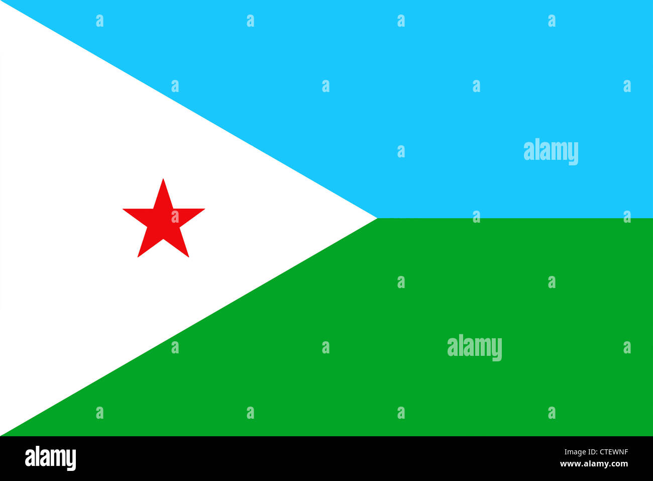 An image of the national flag of Djibouti Stock Photo