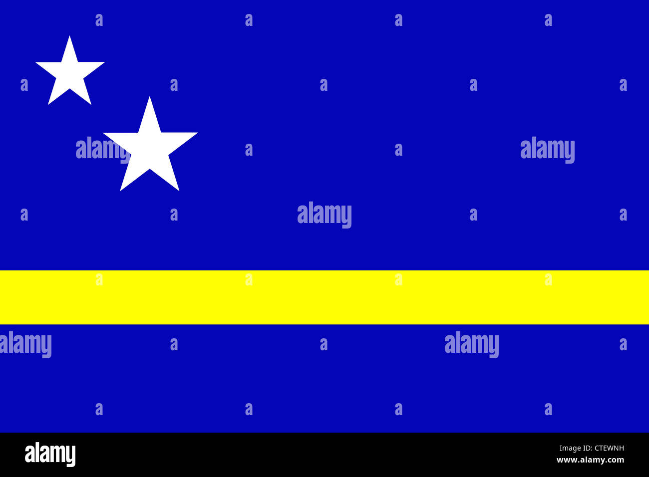 Curacao flag a Dutch Caribbean island in the Caribbean Sea Stock Photo