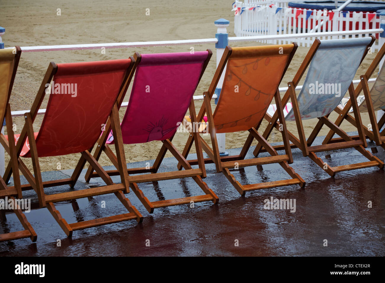 Weymouth Esplanade is decorated with 500 deckchairs, deck chairs