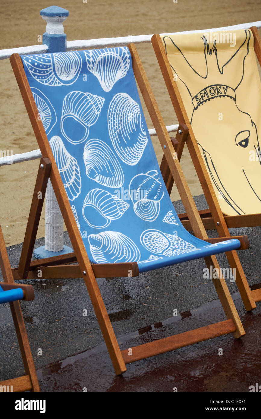 Weymouth Esplanade is decorated with 500 deckchairs, deck chairs