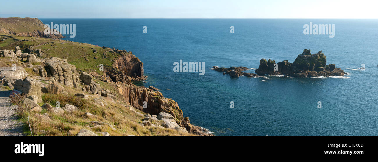 overview of the coast of Lands End in Corovaglia Stock Photo - Alamy