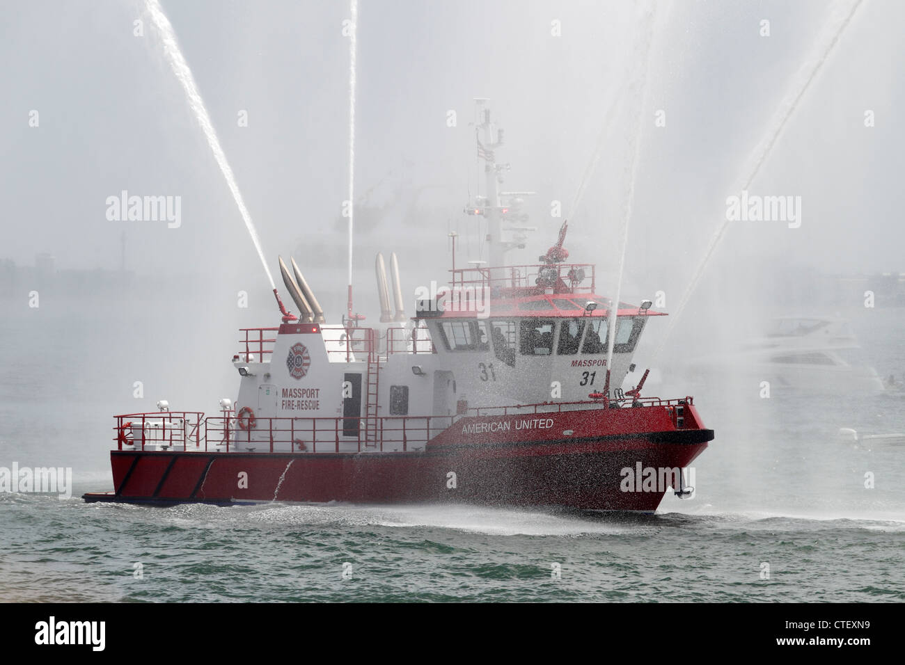 Fireboat, Boston Harbor Stock Photo